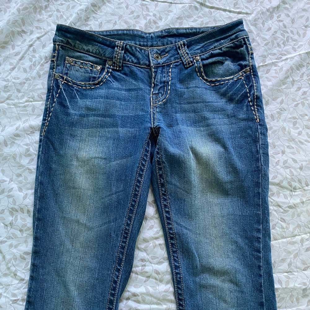 Y2k Vintage Fox Jeans, low rise, blue flare jeans - Size 8/ Medium